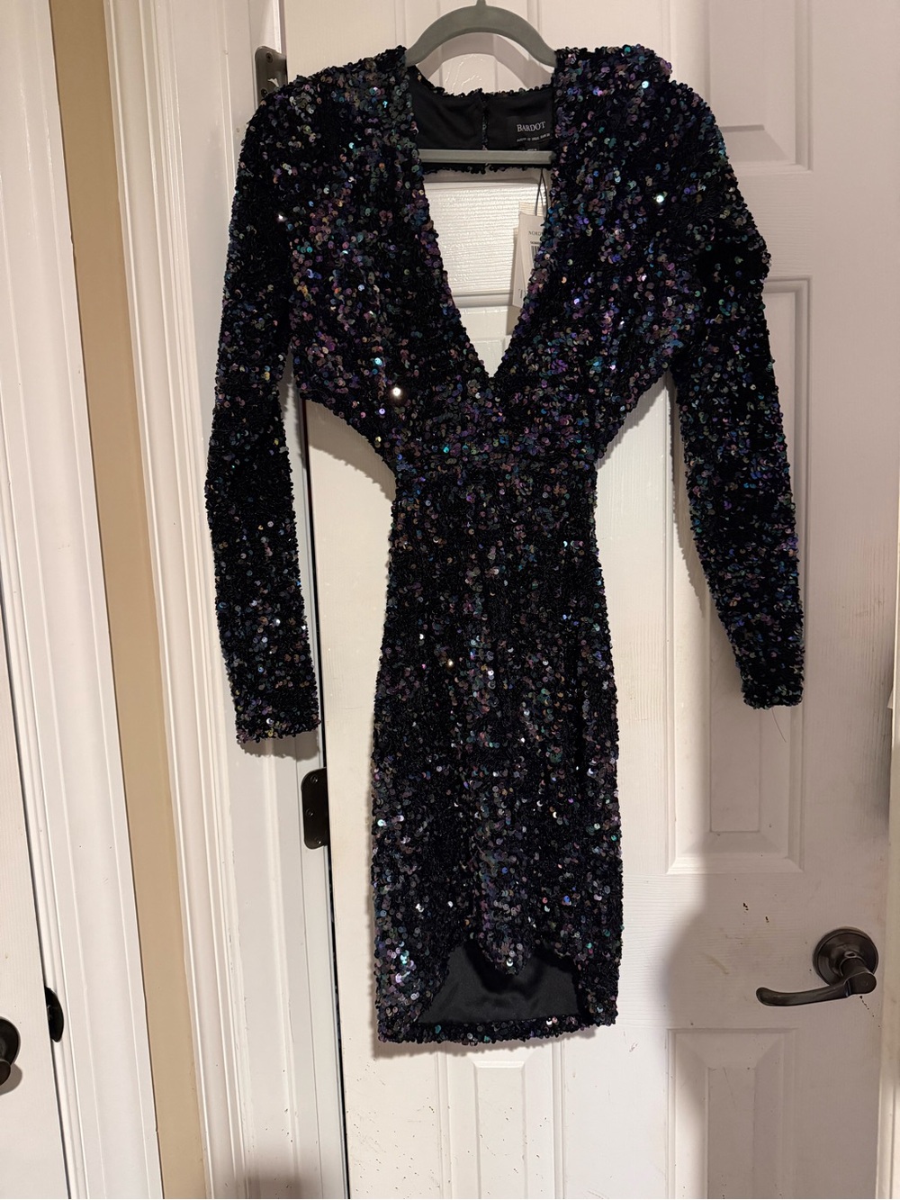 Bardot Black Iridescent Sequin Mini Dress